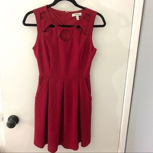 Red Cutout Formal Dress with Pockets